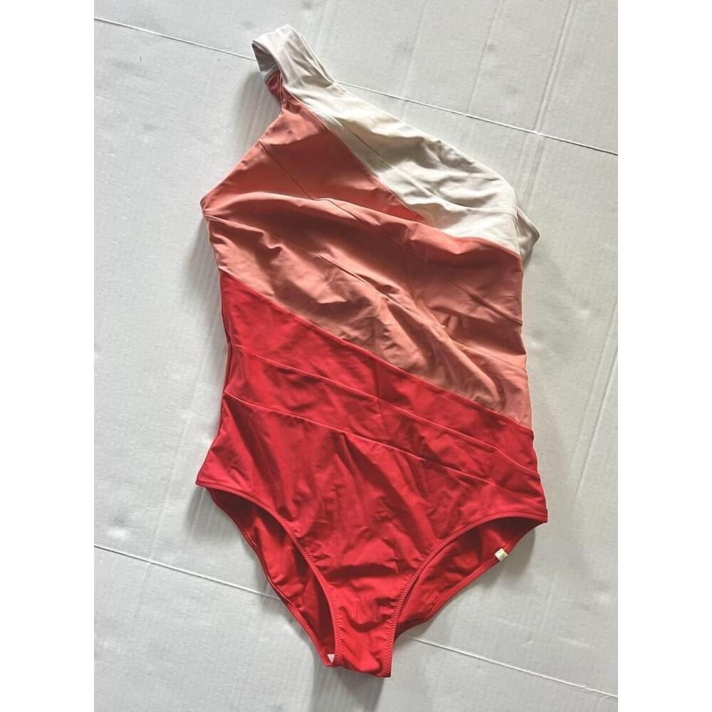 Summersalt One Piece Swimsuit The SideStroke Size 14 Pink Cream Red EUC